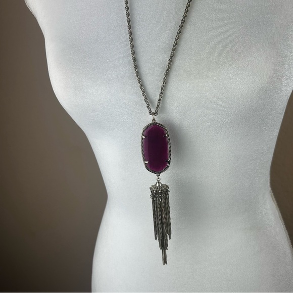 Kendra Scott Rayne Pink Agate Long Tassel Necklace - Picture 2 of 6